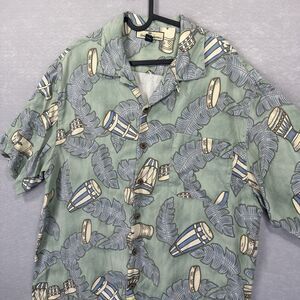 Tommy Bahama Men's Large 100% Silk Short Sleeve Button Up Hawaiian Bongo Shirt